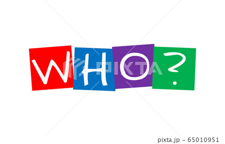 who, question in colorful rotated squares 65010951