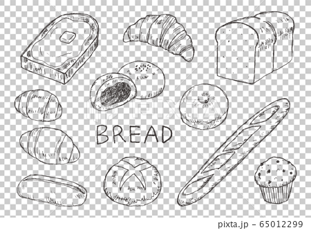 パンの手描きイラストいろいろのイラスト素材