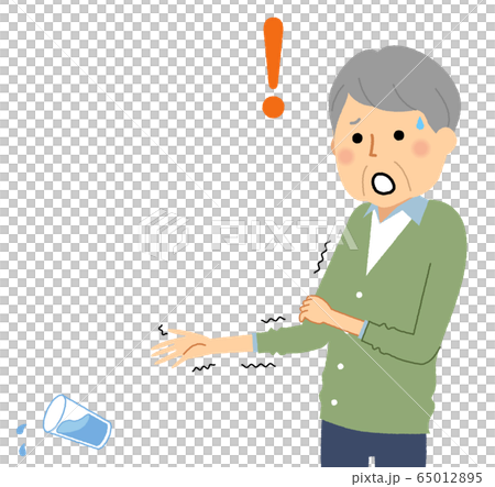 シニア男性　手　震え 65012895