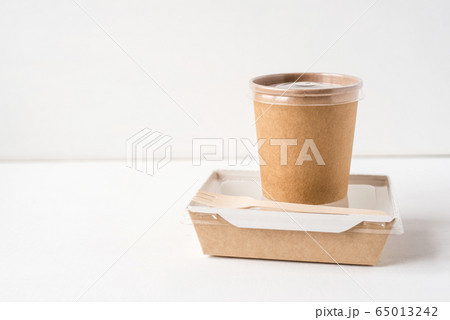 Containers for food delivery on white background. 65013242