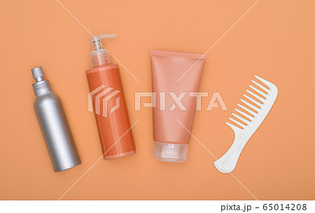 Feminine beauty hair care set on orange Feminine beauty hair care set on orange 65014208
