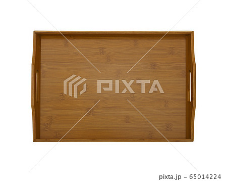 Serving tray of bamboo wood isolated on white Serving tray of bamboo wood isolated on white 65014224