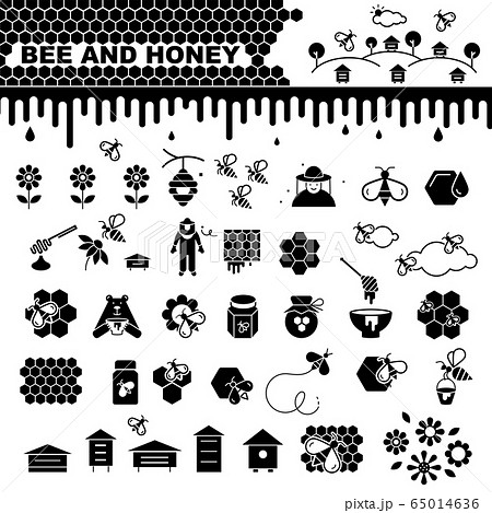 Bee and honey vector icons set Bee and honey vector icons set 65014636