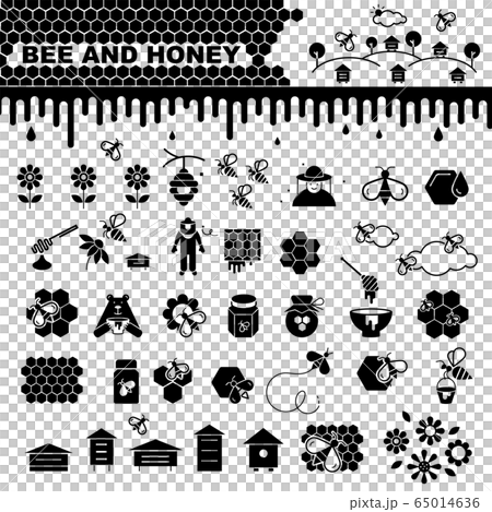 Bee and honey vector icons set Bee and honey vector icons set 65014636