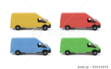 Group of colorful transport van cars on white background Group of colorful transport van cars on white background 65014959