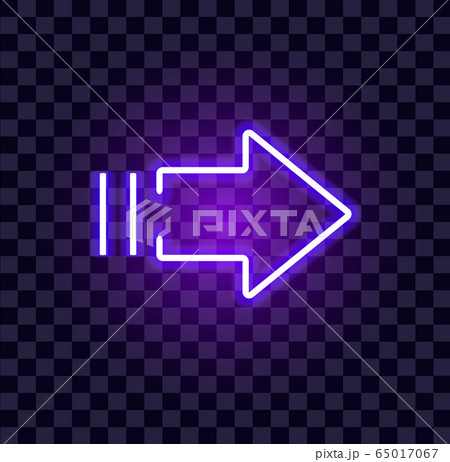 neon arrow luminous indicator neon tube showing right direction to right side glowing vector icon on transparent background 65017067