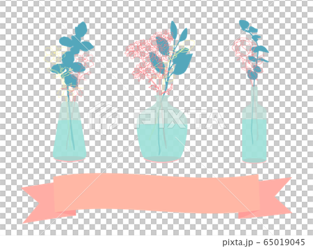 ３つの花瓶とリボン 65019045