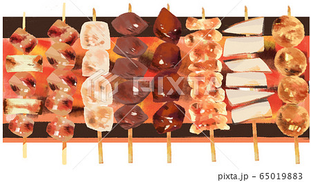 イラスト 焼き鳥 焼き途中のイラスト素材