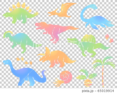 Dinosaur Illustration Icon Set Gradient Stock Illustration