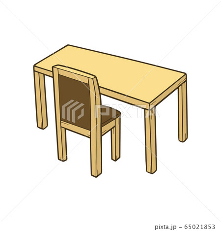 机といすのイラスト 茶色のイラスト素材