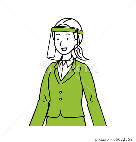 フェイスシールドを付けた女性 フェイスシールドを付けた女性 65022558