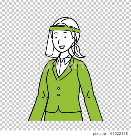 フェイスシールドを付けた女性 フェイスシールドを付けた女性 65022558