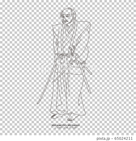 Miyamoto Musashi (1584 – 1645) Historical person, calligraphy style illustration 65024211