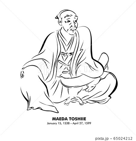 前田 利家（1539 – 1599）　歴史上の人物　書画風イラスト 65024212