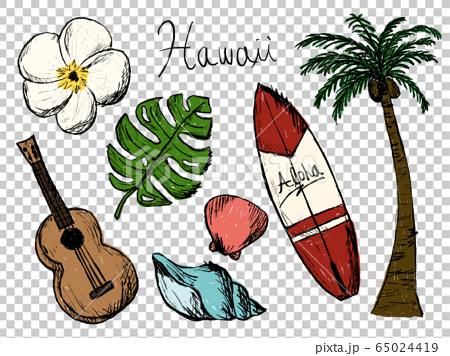 リゾートやハワイの手描きイラストイメージのイラスト素材