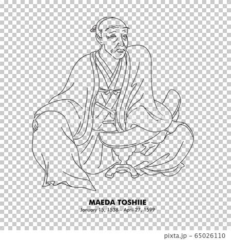 前田 利家（1539 – 1599）　歴史上の人物　線画イラスト 65026110