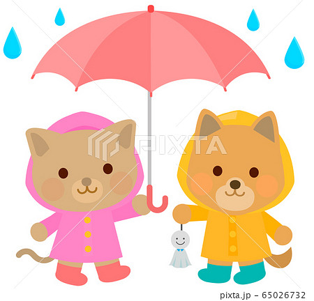 相合傘　動物　子供　イラスト　02 65026732