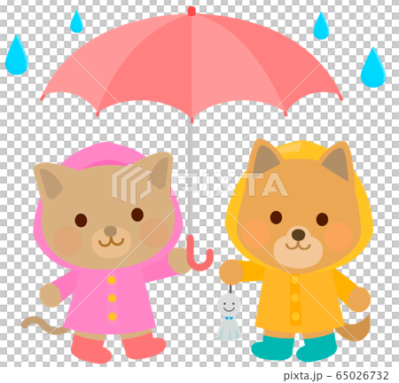 相合傘　動物　子供　イラスト　02 65026732