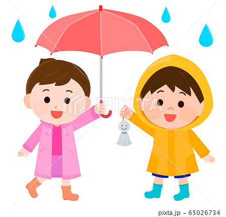 相合傘 子供 イラストのイラスト素材