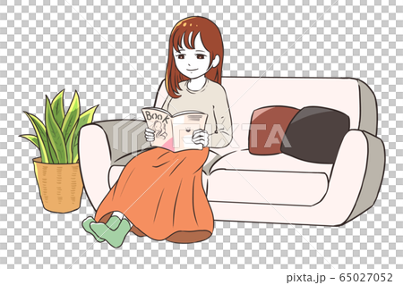 Woman relaxing in the living room Woman relaxing in the living room 65027052