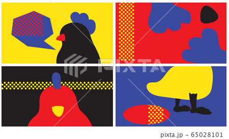 vector illustration of a set of funny cartoon bird. copy space with animal doodle art. abstract modern decoration. 65028101