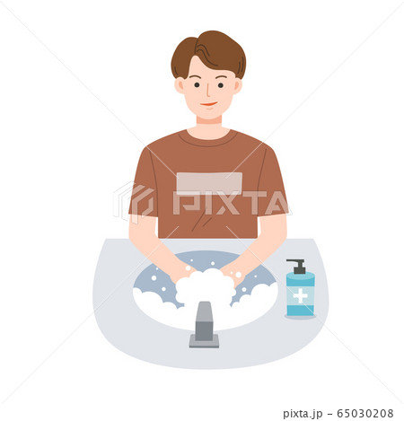 Young men wash your hands often with soap. Clean hands keep you healthy.  65030208