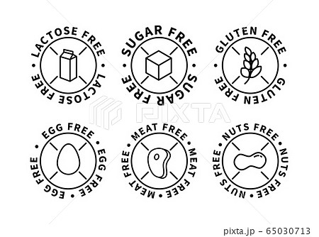 Set of food simple black icons, lactose free, 65030713