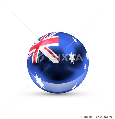 Australia flag projected as a glossy sphere on a 65030879