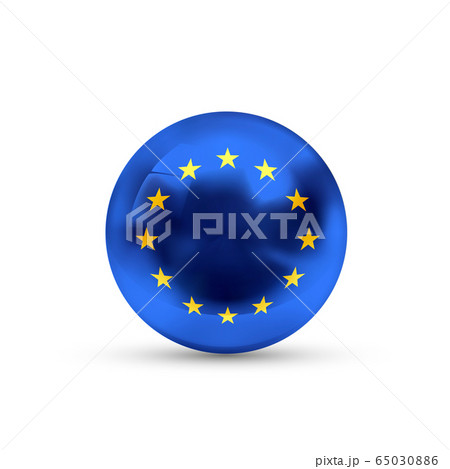 European union flag projected as a glossy sphere 65030886