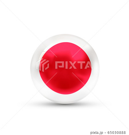 Japan flag projected as a glossy sphere on a white Japan flag projected as a glossy sphere on a white 65030888