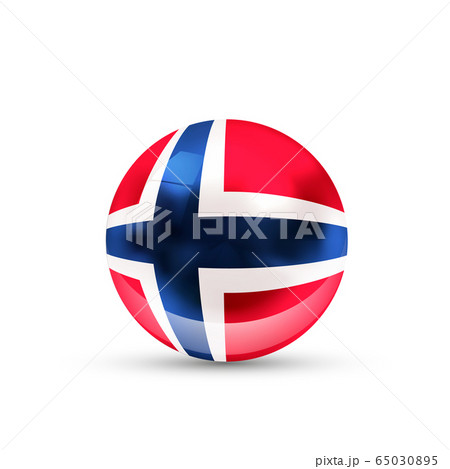 Norway flag projected as a glossy sphere on a 65030895