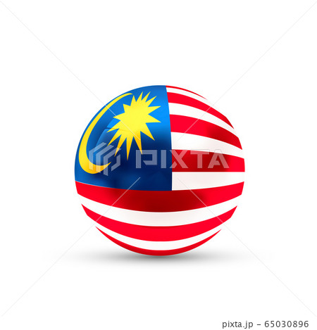 Malaysia flag projected as a glossy sphere on a Malaysia flag projected as a glossy sphere on a 65030896
