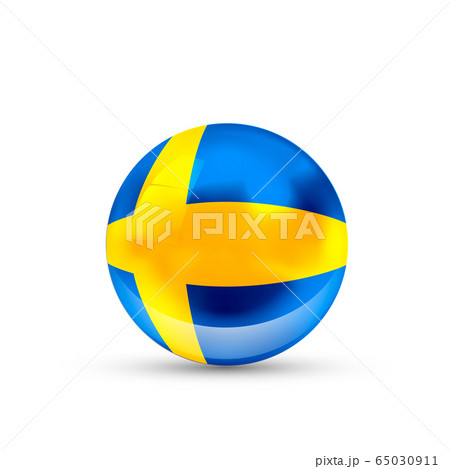 Sweden flag projected as a glossy sphere on a Sweden flag projected as a glossy sphere on a 65030911