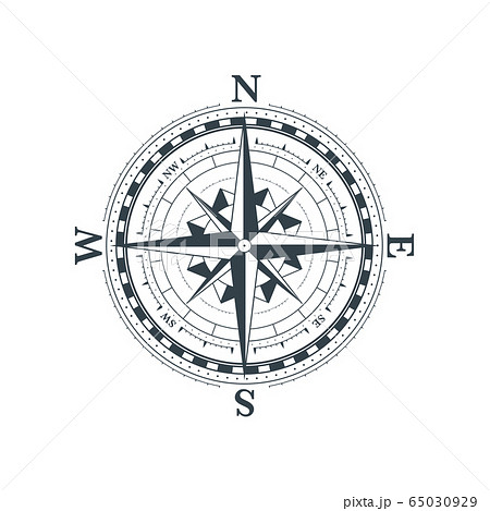 Vintage wind rose symbol, classic compass icon on 65030929