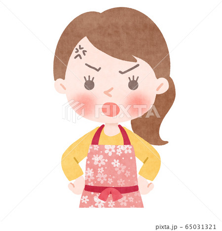 人物　主婦　怒るポーズ　上半身 65031321