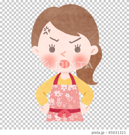 人物　主婦　怒るポーズ　上半身 65031321