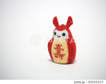 フェルト作品　赤みみずく 65034327
