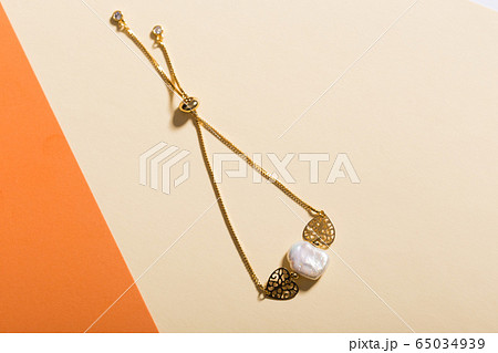 Perfect accessories. Trendy jewelry set. Fashion jewelry and bijouterie. Top view. 65034939