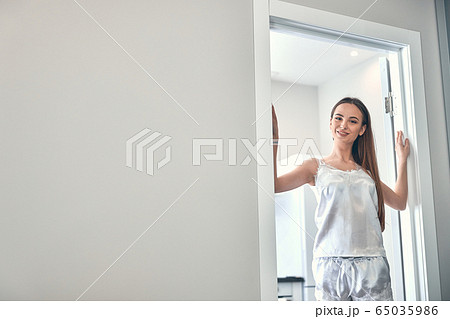 Caucasian attractive lady having rest at home during quarantine 65035986