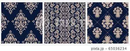 Set of colorful damask floral victorian seamless pattern luxury retro ornament Set of colorful damask floral victorian seamless pattern luxury retro ornament 65036234