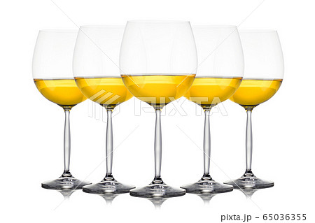 Set of glasses for white wine on white background. 65036355