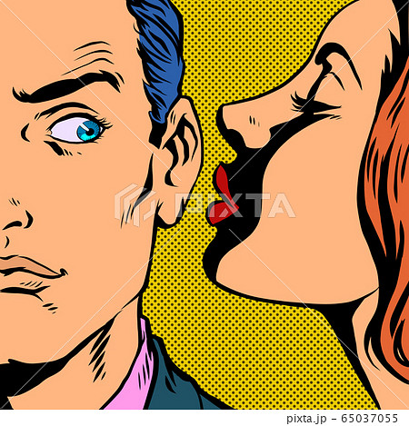 man and woman whispering a secret 65037055