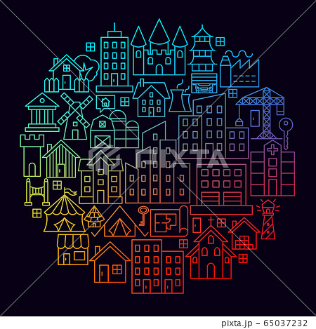 Building Line Icon Circle Conceptのイラスト素材 Building Line Icon Circle Conceptのイラスト素材