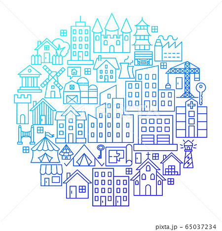 Building Line Icon Circle Design 65037234