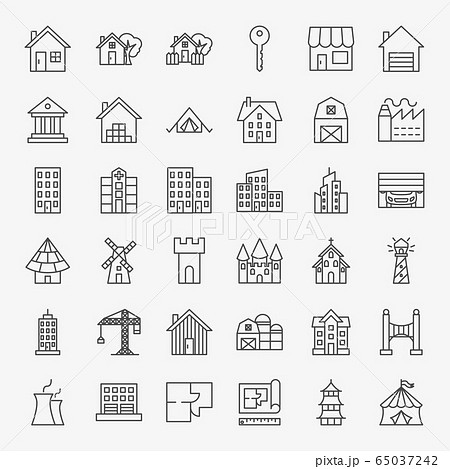 Building Line Icons Set 65037242