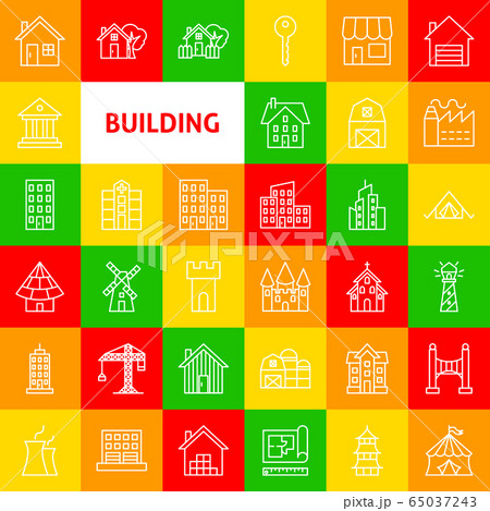 Building Line Icons 65037243