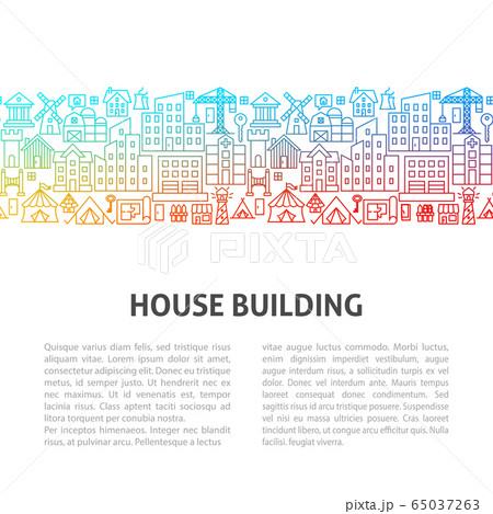 House Building Line Templateのイラスト素材