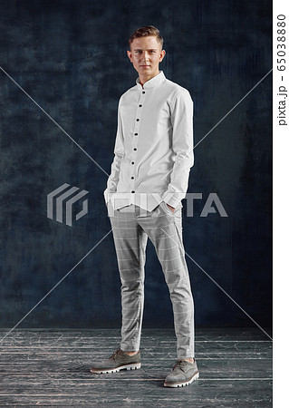 Young successful, bold and confident guy, copy space. Successful life, new wave, all or nothing. 65038880