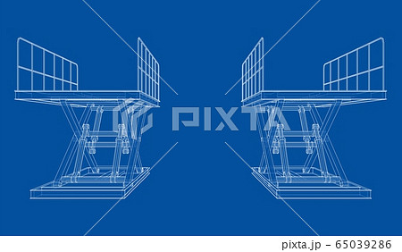 Scissors lift concept outline. Vector Scissors lift concept outline. Vector 65039286