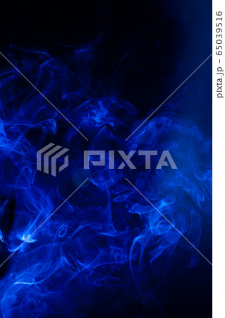 Blue smoke motion on black background. 65039516